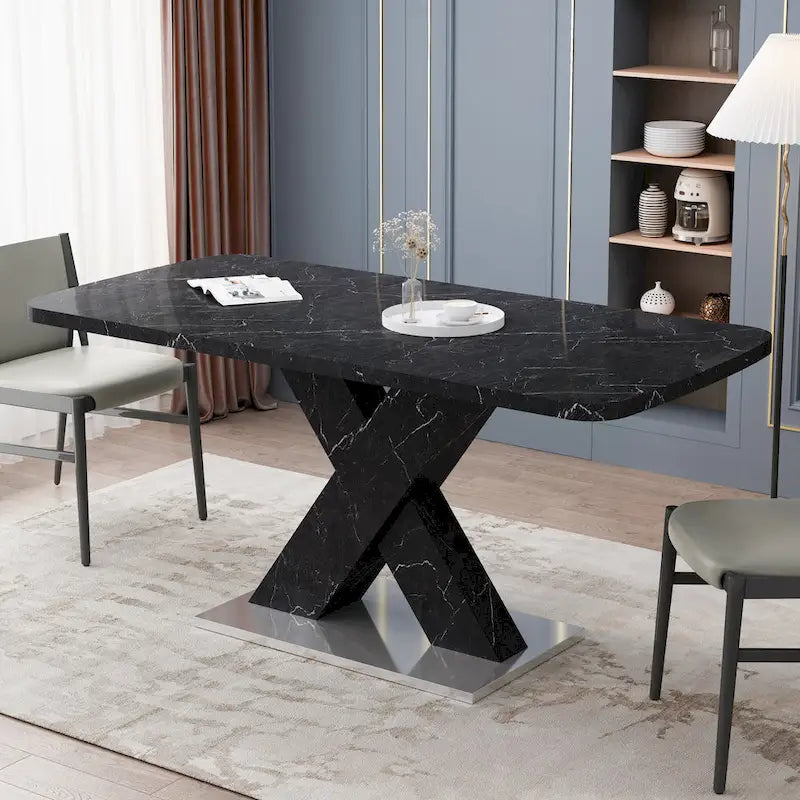 Tavolo da pranzo quadrato allungabile moderno in MDF con base a X