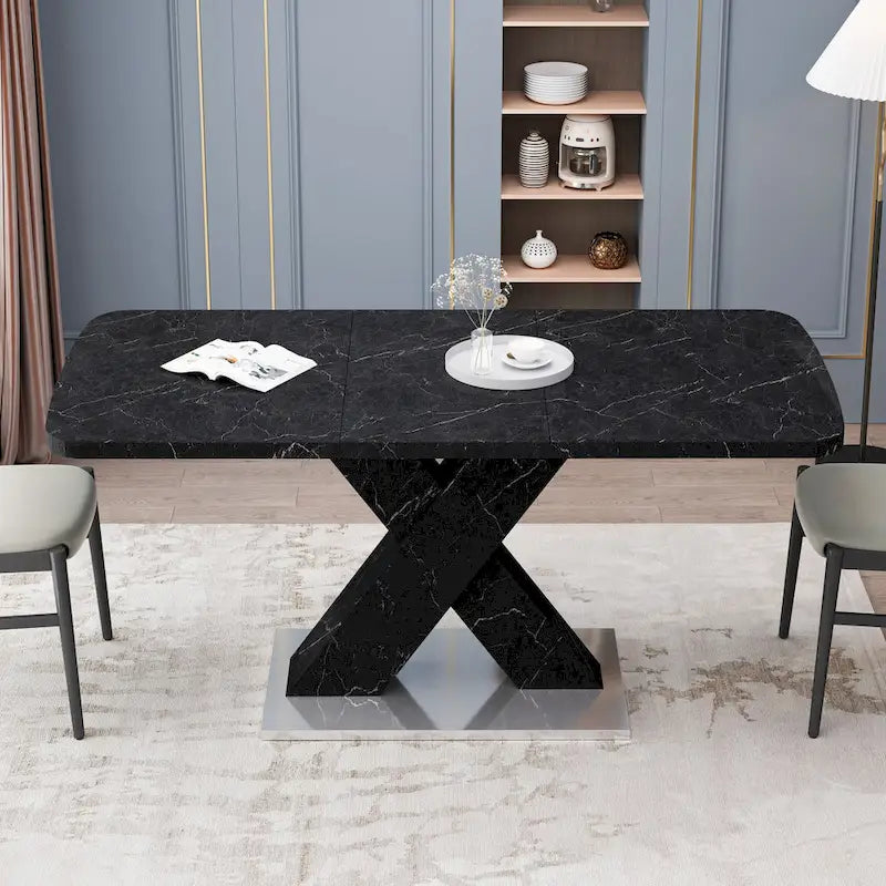 Tavolo da pranzo quadrato allungabile moderno in MDF con base a X