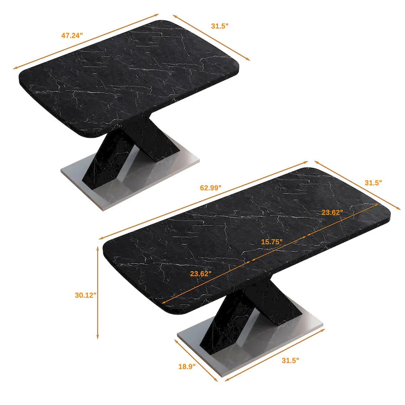 Tavolo da pranzo quadrato allungabile moderno in MDF con base a X