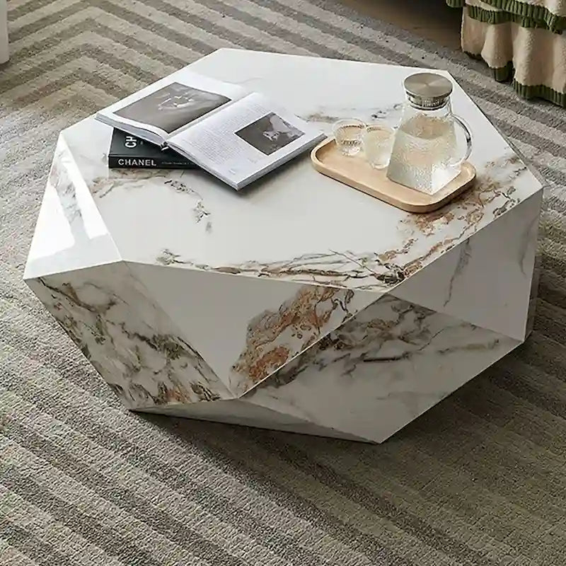 Tavolino da caffè moderno in finto marmo bianco - 43.3