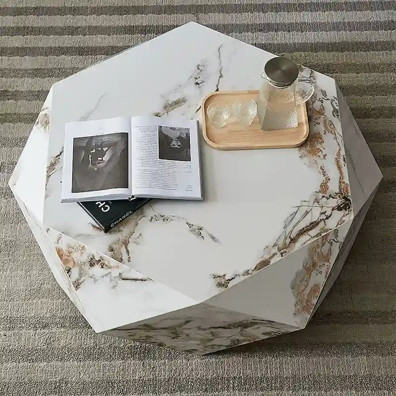 Tavolino da caffè moderno in finto marmo bianco - 43.3