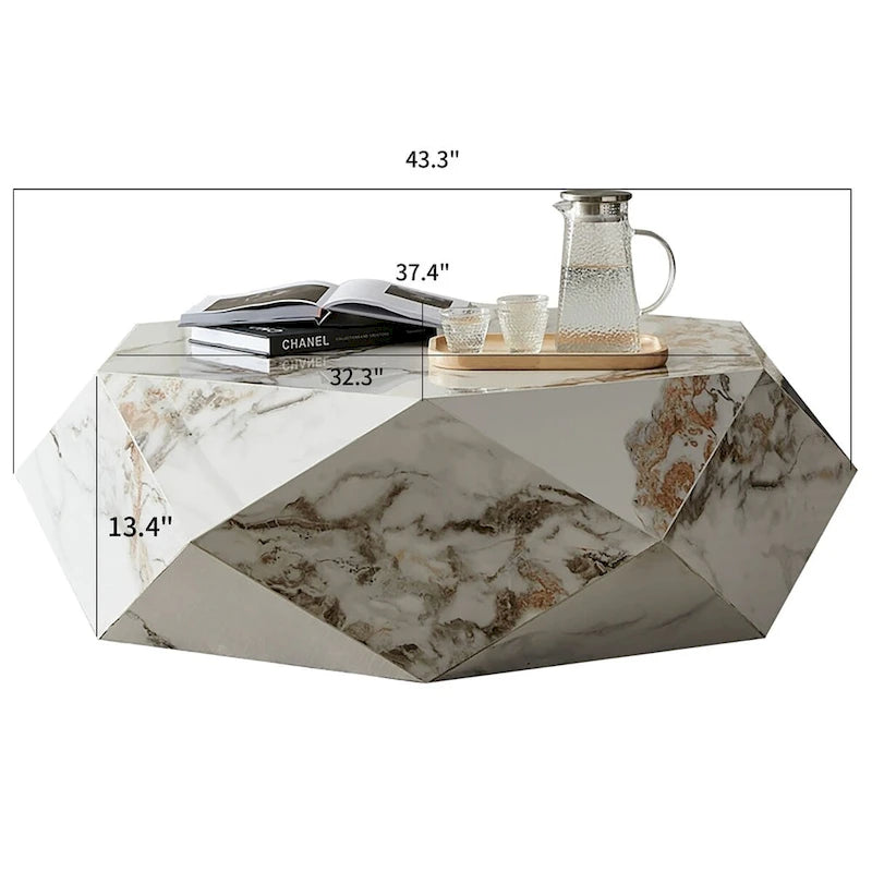 Tavolino da caffè moderno in finto marmo bianco - 43.3
