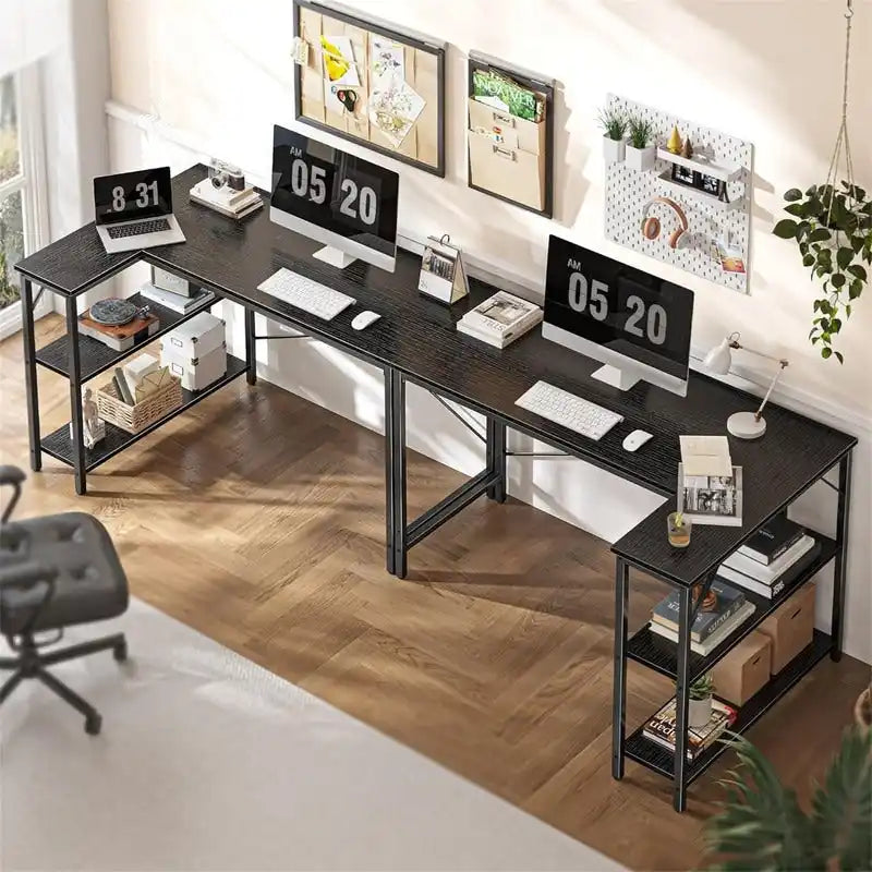 Scrivania per computer da 120 cm con ripiani portaoggetti reversibili