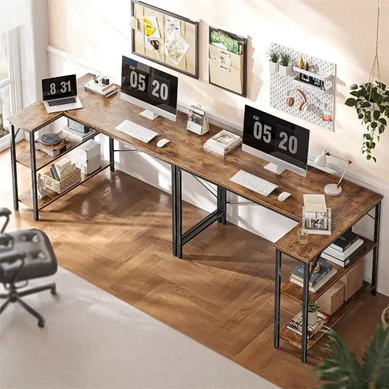 Scrivania per computer da 120 cm con ripiani portaoggetti reversibili