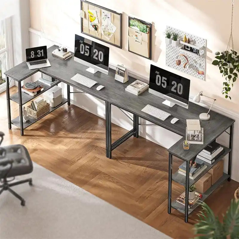 Scrivania per computer da 120 cm con ripiani portaoggetti reversibili