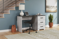 Scrivania 54 pollici per home office stile rustico, bianco grigio