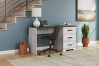 Scrivania 54 pollici per home office stile rustico, bianco grigio