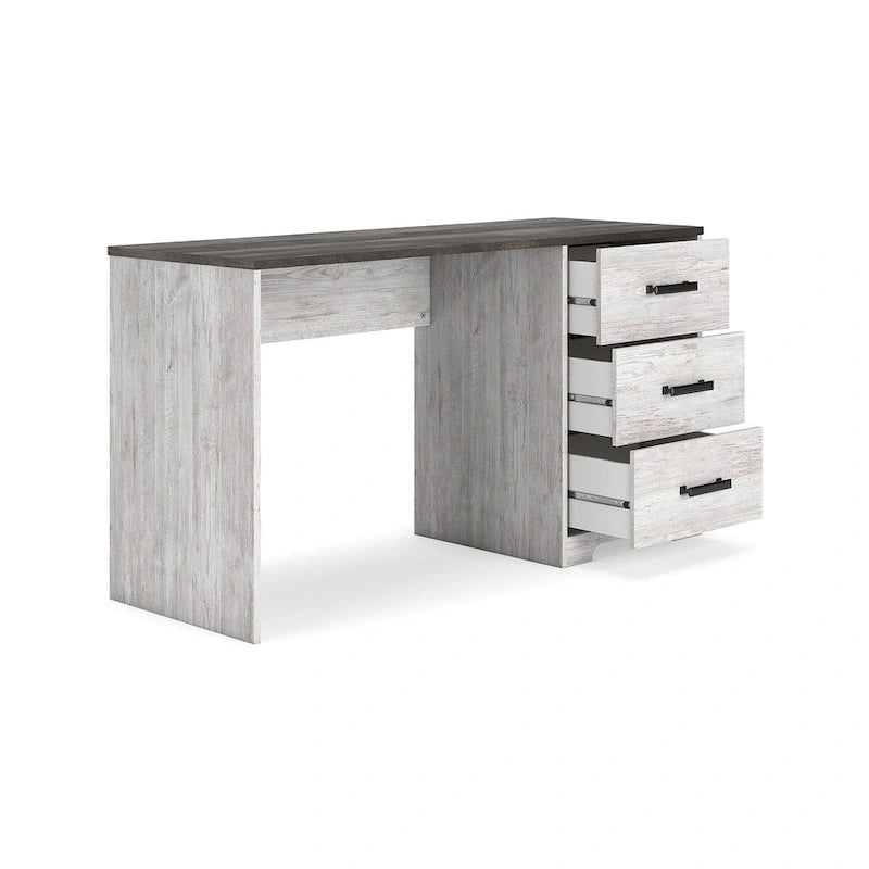 Scrivania 54 pollici per home office stile rustico, bianco grigio