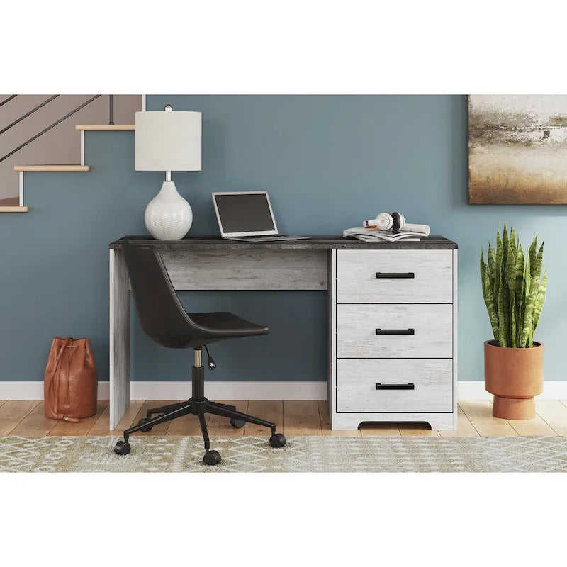 Scrivania 54 pollici per home office stile rustico, bianco grigio