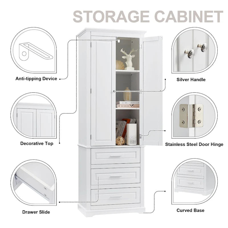 Armadietto alto con cassetti per bagno/ufficio