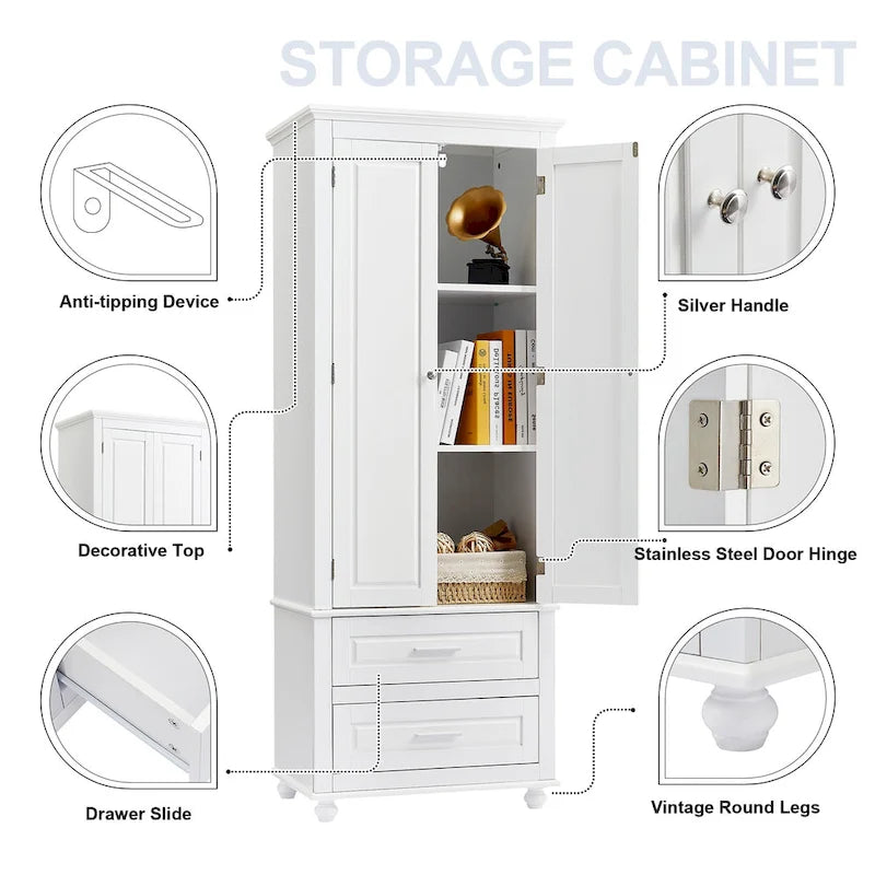 Armadietto alto con cassetti per bagno/ufficio