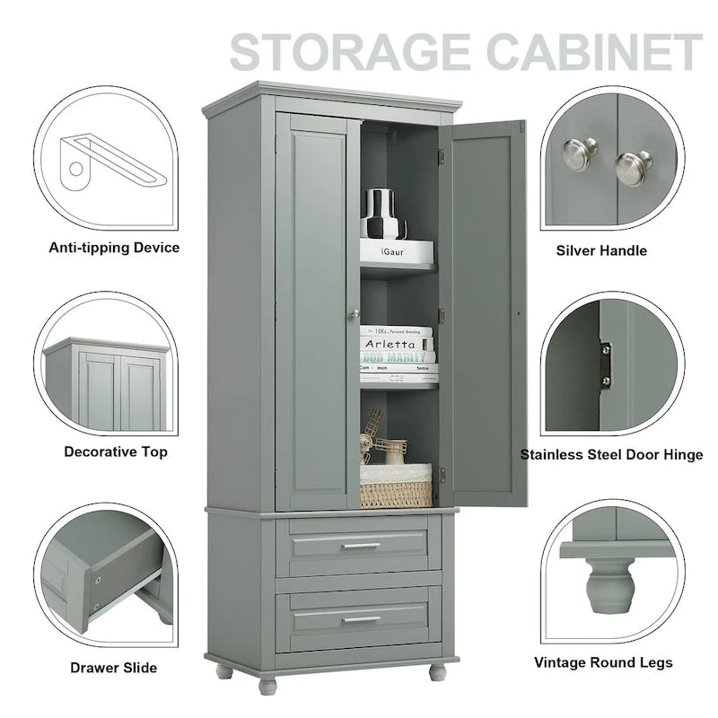 Armadietto alto con cassetti per bagno/ufficio