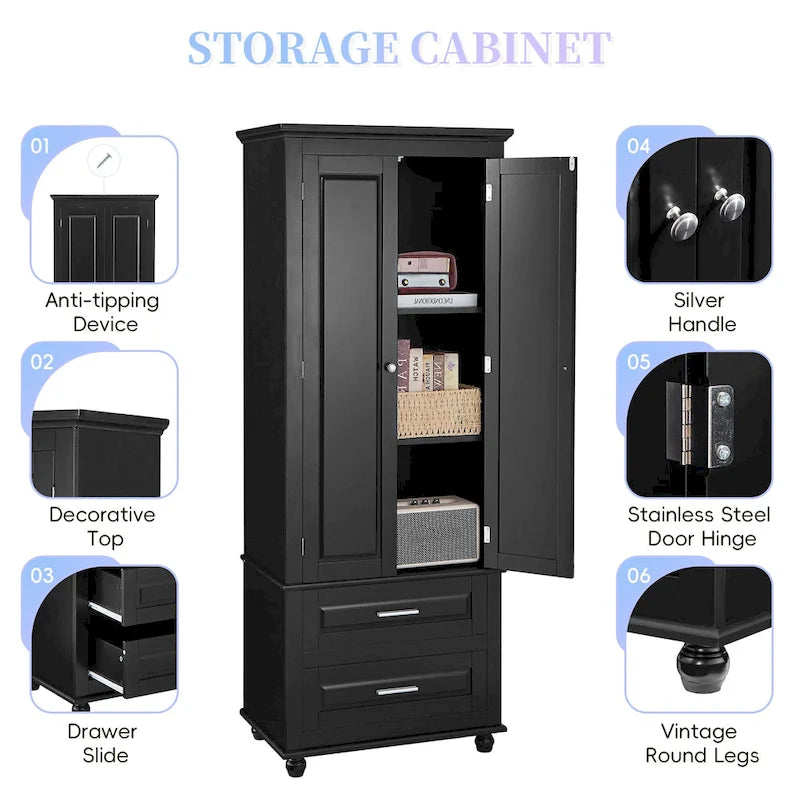 Armadietto alto con cassetti per bagno/ufficio