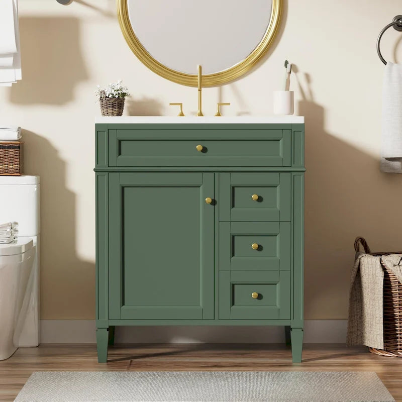 Mobile lavabo da bagno da 76 cm con lavello, mobile contenitore da bagno con 2 cassetti e un cassetto basculante, mobile lavabo a lavello singolo