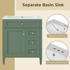 Mobile lavabo da bagno da 76 cm con lavello, mobile contenitore da bagno con 2 cassetti e un cassetto basculante, mobile lavabo a lavello singolo