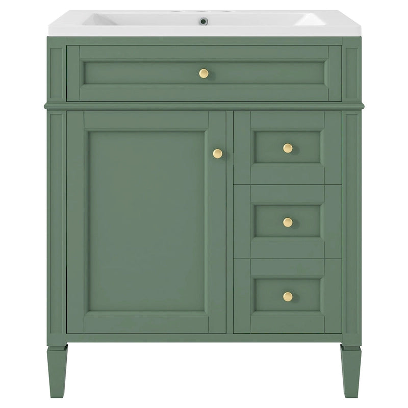 Mobile lavabo da bagno da 76 cm con lavello, mobile contenitore da bagno con 2 cassetti e un cassetto basculante, mobile lavabo a lavello singolo