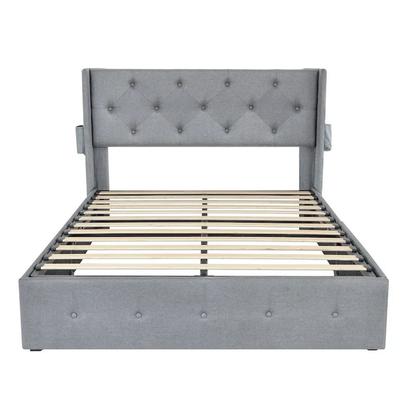 Struttura Letto Matrimoniale con Contenitore a Gas e Porte USB