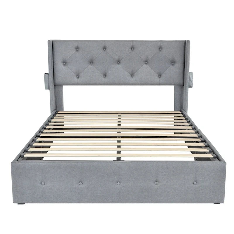 Struttura Letto Matrimoniale con Contenitore a Gas e Porte USB