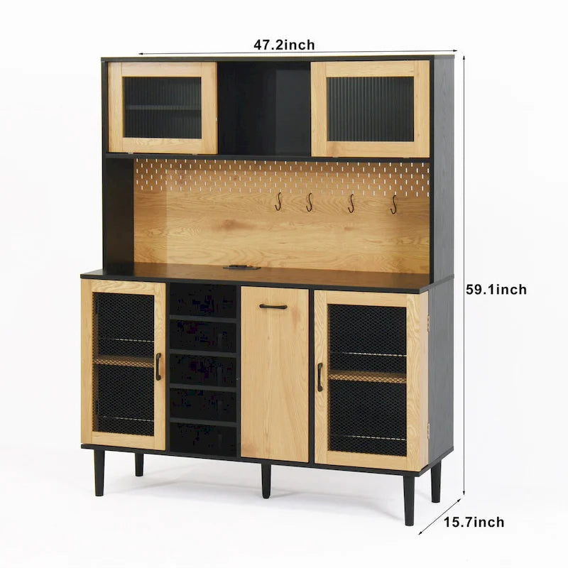 Mobile bar da caffè in stile rustico con portabottiglie