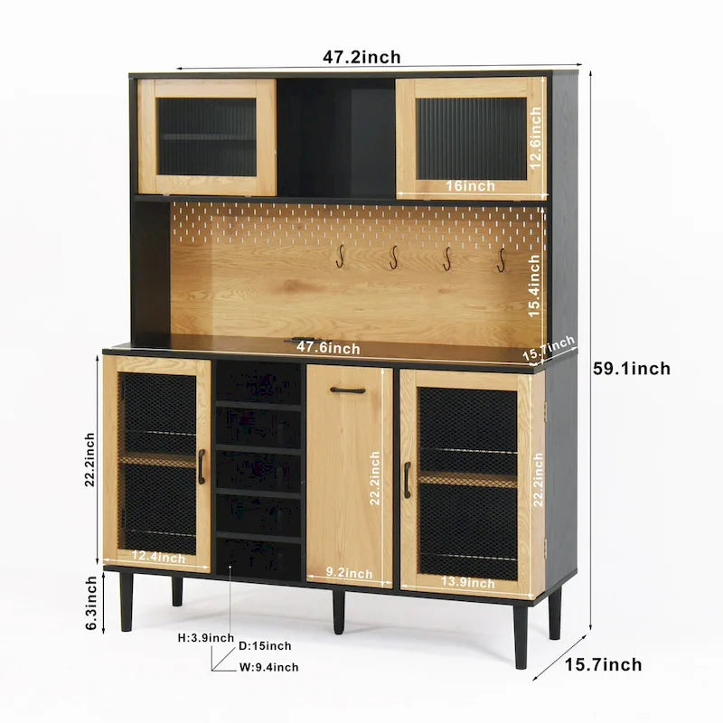 Mobile bar da caffè in stile rustico con portabottiglie