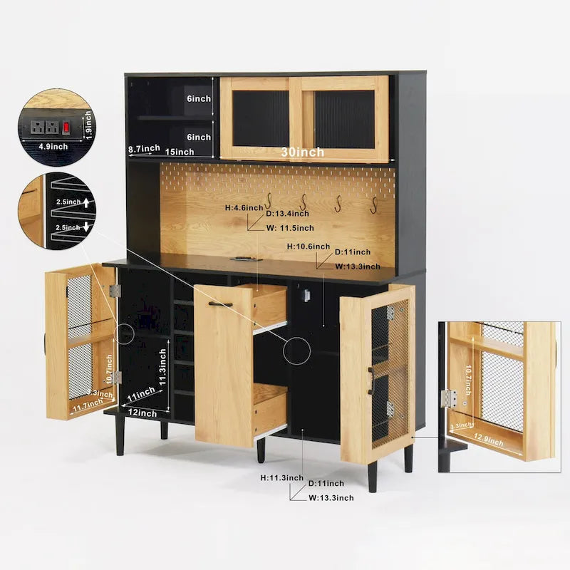 Mobile bar da caffè in stile rustico con portabottiglie