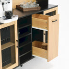 Mobile bar da caffè in stile rustico con portabottiglie