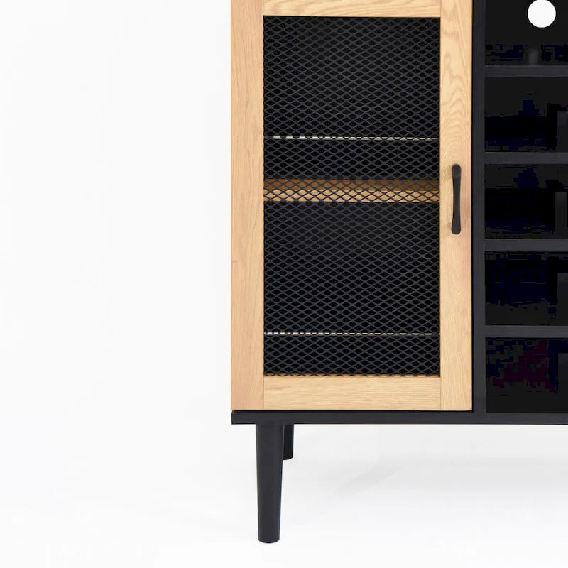 Mobile bar da caffè in stile rustico con portabottiglie
