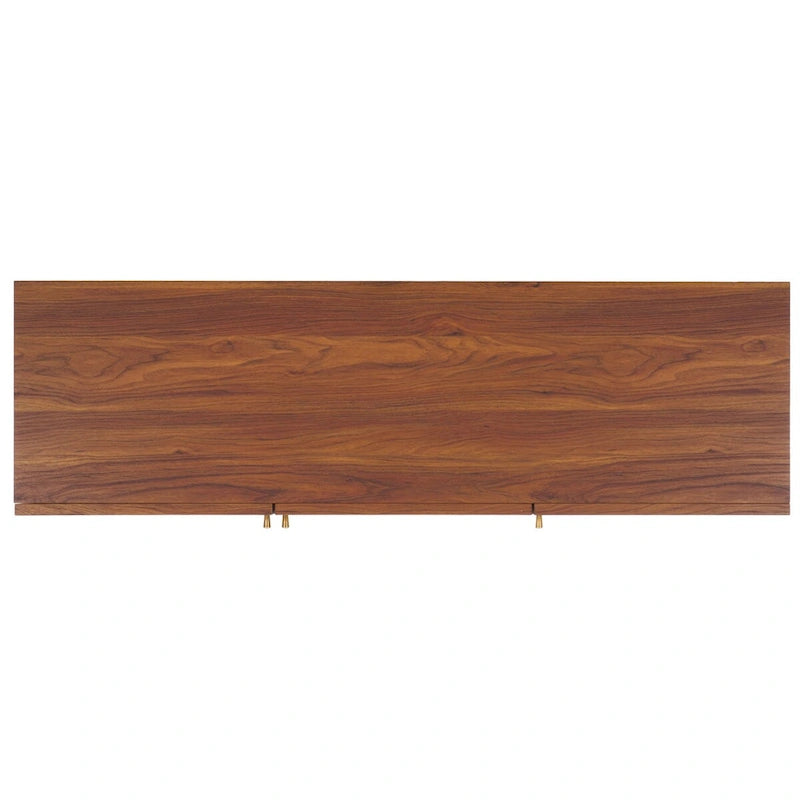 Madia TV 3 ante con inserto in rattan e finitura legno