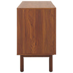Madia TV 3 ante con inserto in rattan e finitura legno