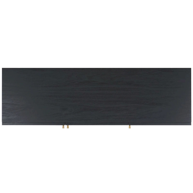 Madia TV 3 ante con inserto in rattan e finitura legno