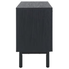 Madia TV 3 ante con inserto in rattan e finitura legno