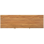 Madia TV 3 ante con inserto in rattan e finitura legno