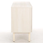Madia TV 3 ante con inserto in rattan e finitura legno